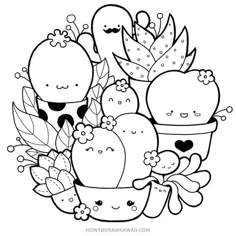 How To Draw Kawaii Succulents Kawaii Doodle Step By Step Course