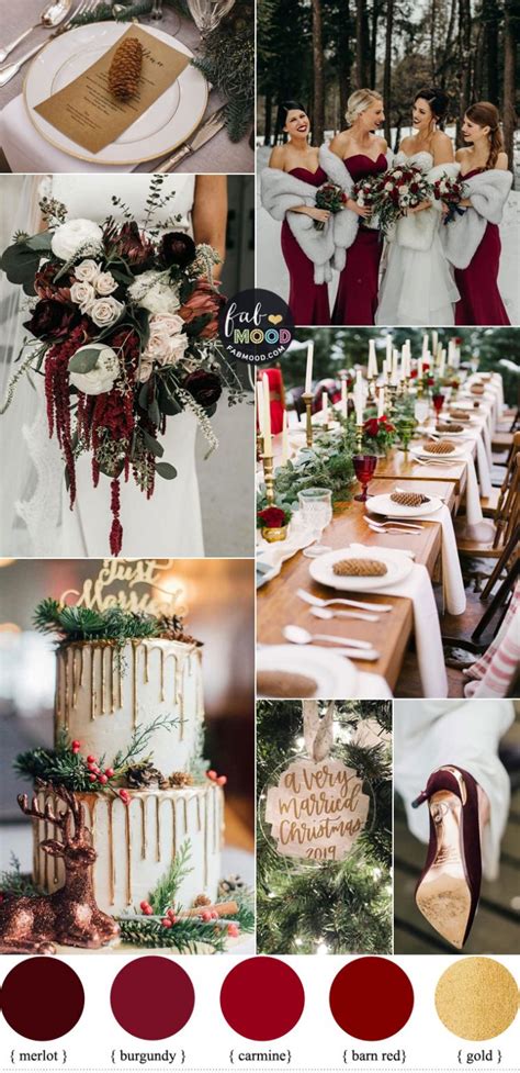 Winter Wedding Inspiration Burgundy Red And Gold Colour Theme