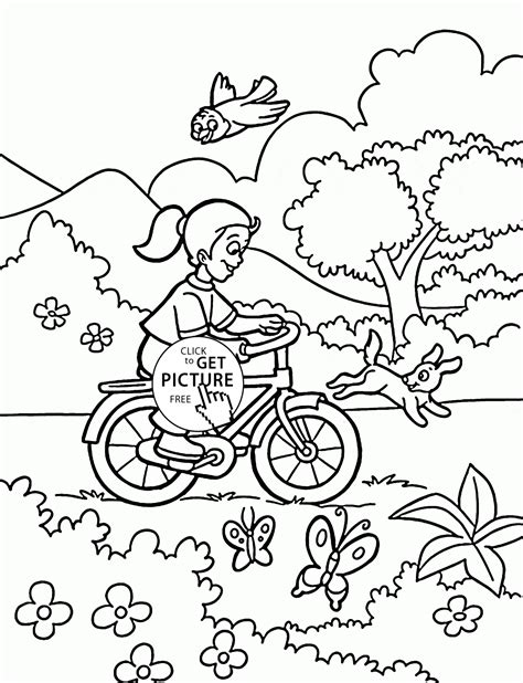 A Kid Riding A Bike Coloring Page - smart-kiddy.blogspot.com