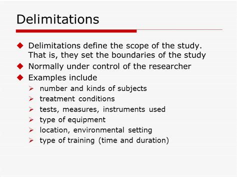 Delimitations Of The Research Study