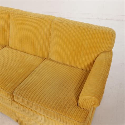 Sherill Furniture Yellow Corduroy Sofa Mid 20th Century Ebth