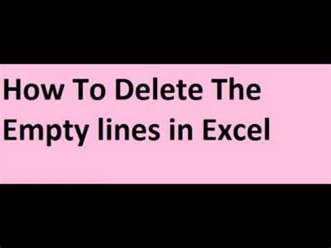 How to Delete the Empty Lines in Excel 