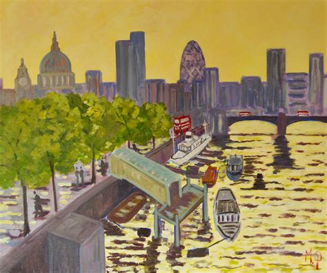 Michael Quirke Early Morning City Of London Late 20th Century Acrylic By Michael Quirke For