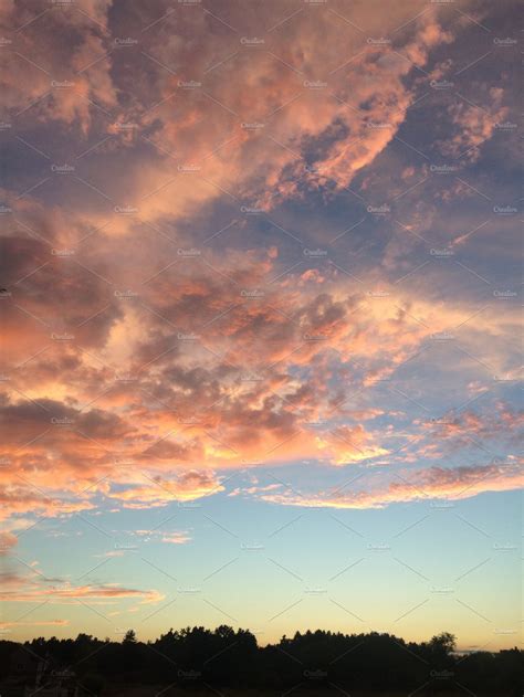 Pink Sunset With Clouds High Quality Stock Photos Creative Market