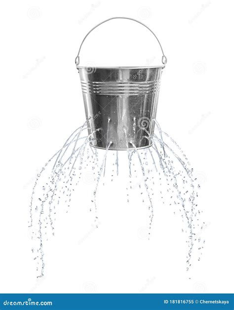 Leaky Bucket With Water Isolated Stock Image Image Of Hole Isolated