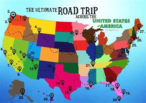 Ultimate Road Trip Map Things To Do In The Usa In 2020 Road Trip Map