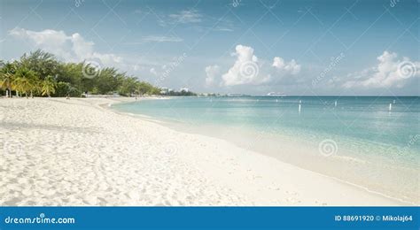 Panorama Of Seven Mile Beach On Grand Cayman Island Stock Photo Image