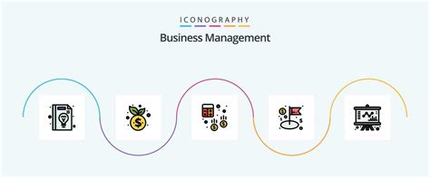 Business Management Line Filled Flat 5 Icon Pack Including Business