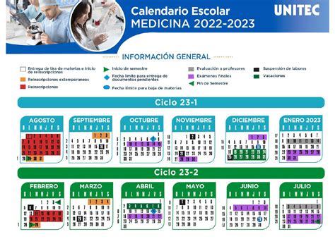 ‎calendario Escolar 2023 Medicina Comunidad Unitec
