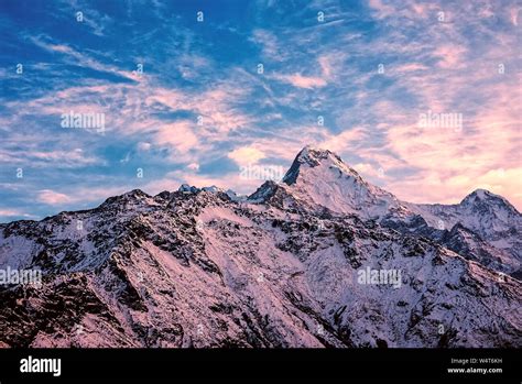 Sunrise In Himalayas Mountains Nepal Stock Photo Alamy