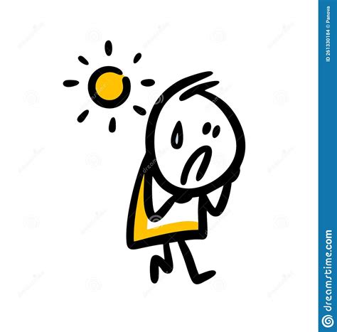 Very Hot Sunny Weather And The Man Walking Under The Sun Sweating