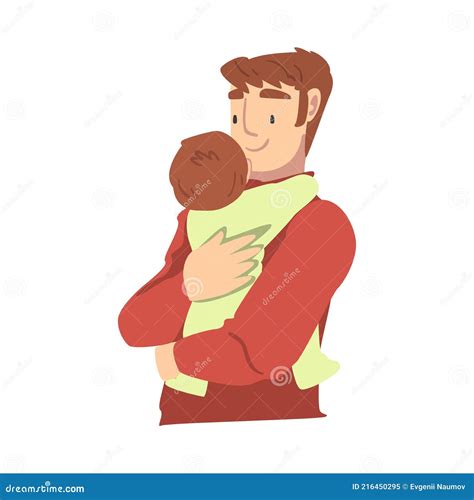 Feliz Joven Papá Abrazando A Su Bebé Paternidad Y Cuidado De Los Niños