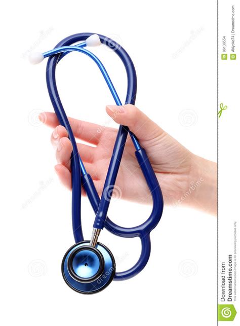 Hand Holding Blue Stethoscope Stock Photo Image Of Checkup