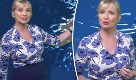 Carol Kirkwood Puts On Very Busty Display As She Squeezes Assets Into Plunging Blue Blouse