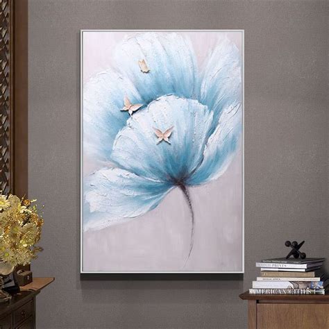 Blue Flower Acrylic Oil Painting For Living Room On The Wall Painting