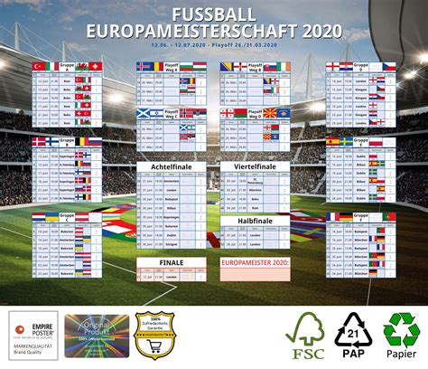 Die spiele der deutschen mannschaft gibts bei der sportschau nicht nur im ticker und im videostream, sondern auch zum hören: EM Planer 2020 XXL - Fussball Europa Meisterschaft - Giant ...