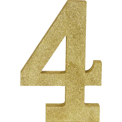 Glitter Gold Number 4 Sign 6in x 9in | Party City