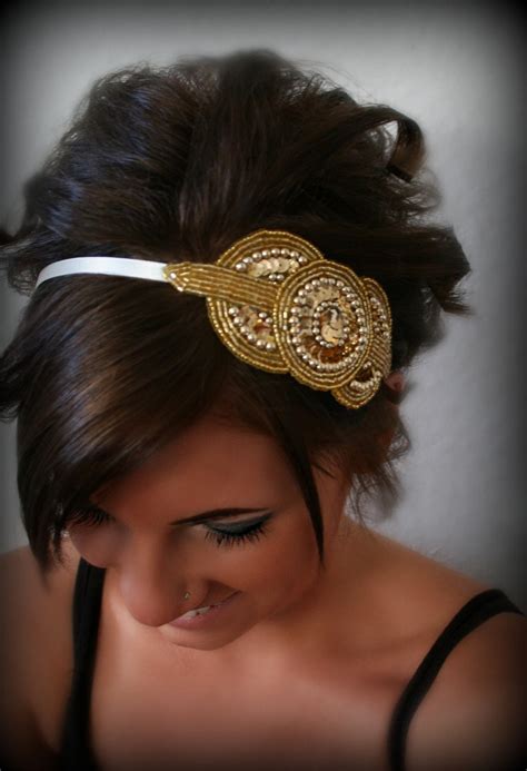 Gold Art Deco Beaded Sequin Headband