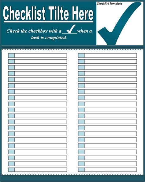 A process checklist template for excel is used primarily when the risk of skipping a process involving numbers is extremely high. 4 Checklist templates Word Excel - Sample Templates