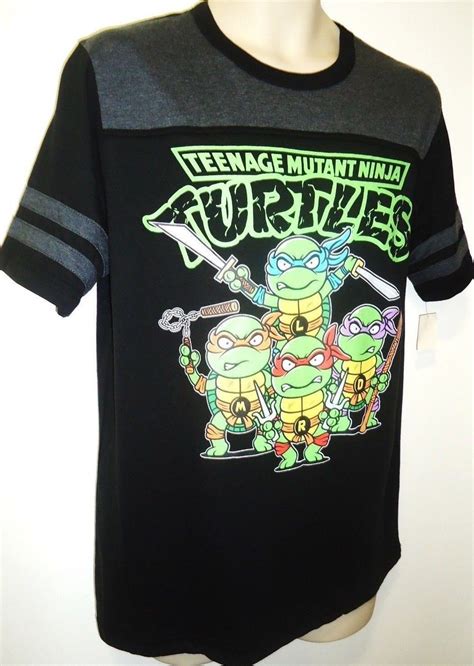 Teenage Mutant Ninja Turtles Black Grey Retro Medium T Shirt