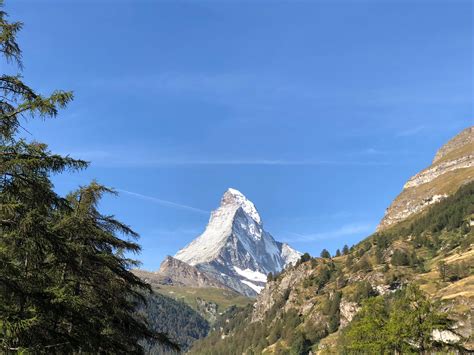Matterhorn On A Clear Summer Day As Seen From A Bridge In The Town Of