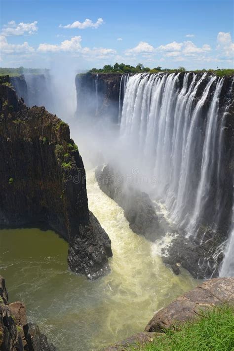 Scenic View Of Victoria Falls On Zambezi River From Zambia Side Africa