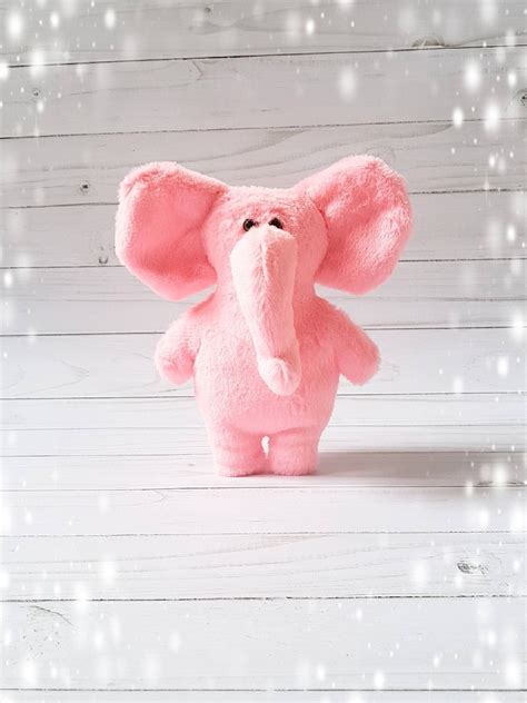 Pink Plush Elephant Stuffed Animal Toy Plush Elephant Soft Etsy