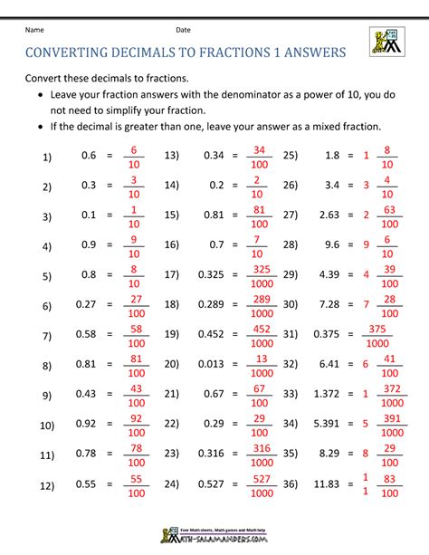 How To Convert Decimal To Fraction Slide Course
