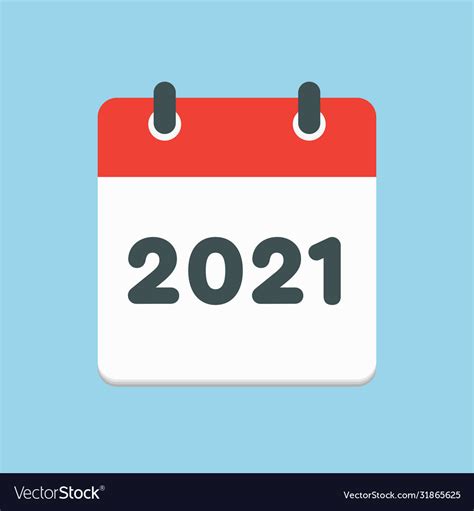 Icon Calendar Year 2021 Royalty Free Vector Image
