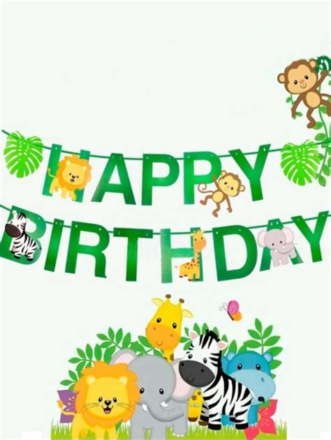 1set Animal Pattern Birthday Party Decorative Pull Flag Cartoon Paper