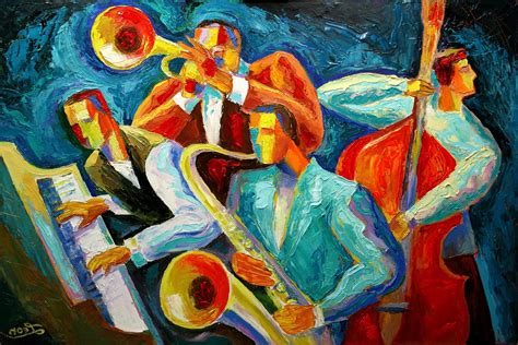Large Wall Decor Jazz Music Canvas Abstract Stretched Ready To Hang