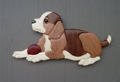 Beagle Puppy Wood Intarsia Wall Hanging Wood Intarsia Intarsia Wood
