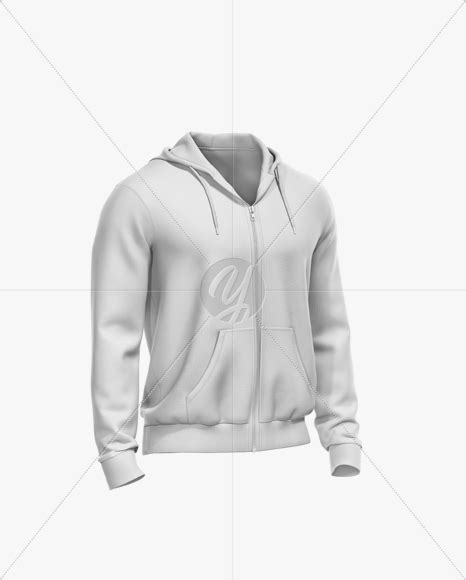 Download Men's Full-Zip Hoodie Mockup - Half Side View in Apparel Mockups on Yellow Images Object Mockups