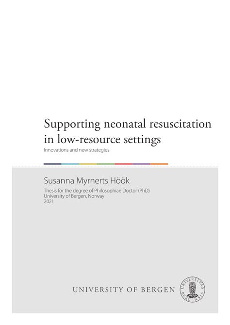 Pdf Supporting Neonatal Resuscitation In Low Resource Settings