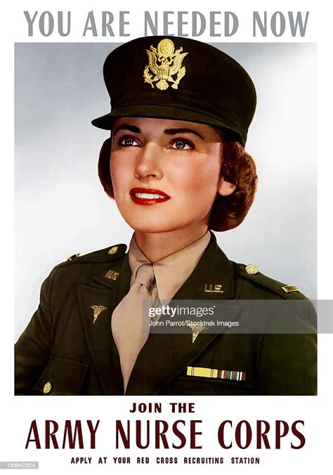 World War Ii Poster Of A Smiling Female Officer Of The Us Army Medical