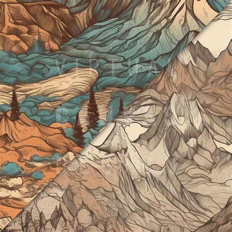 Mountain Marvels Patterns Seamless Set Downloadable Seamless - Etsy