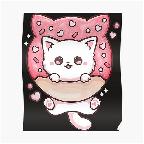 Cute Kawaii Cats Donut Anime Lover Otaku Fun Cats Japanese Poster