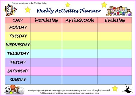 Weekly Activities Planner Pdf Activities Educational Worksheets