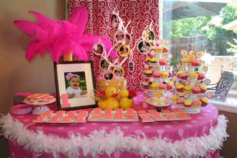 Shop birthday party decorations including paper lanterns find the best birthday decorations for girls, including ladybug, barbie and princess themed decorations. Rubber Duckee Pink and Yellow 1st Birthday Party
