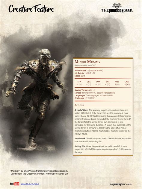 Creature Feature Minor Mummy Dungeons And Dragons Classes Dungeons