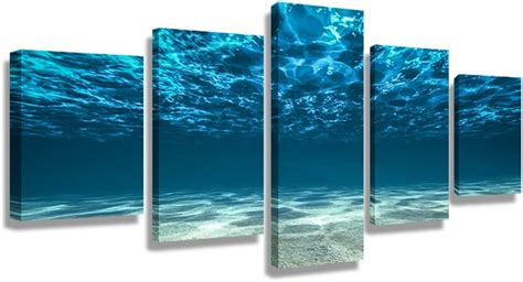 5 Panel Wall Art Painting Blue Ocean Sea Prints On Canvas