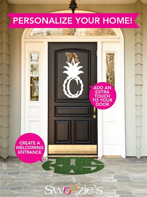 The Front Door Is Decorated With Pineapples And Says Personalize Your Home