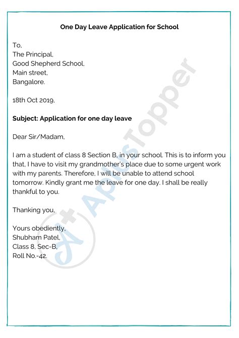 I plan to be gone for one week. Leave Letter for School | How to Write a Leave Application ...
