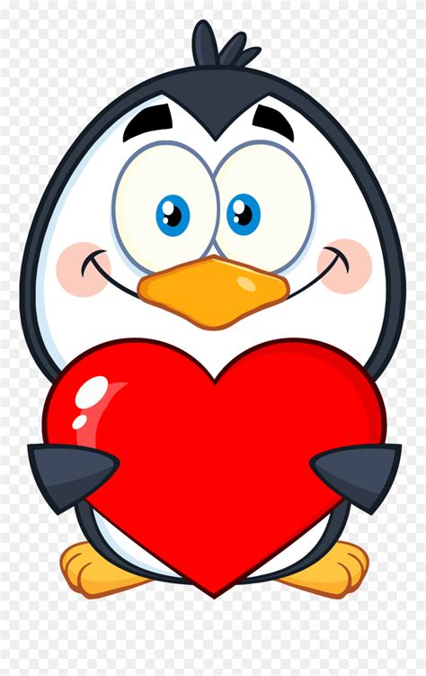 Png Cute Penguin Cartoon Character Holding A Valentine