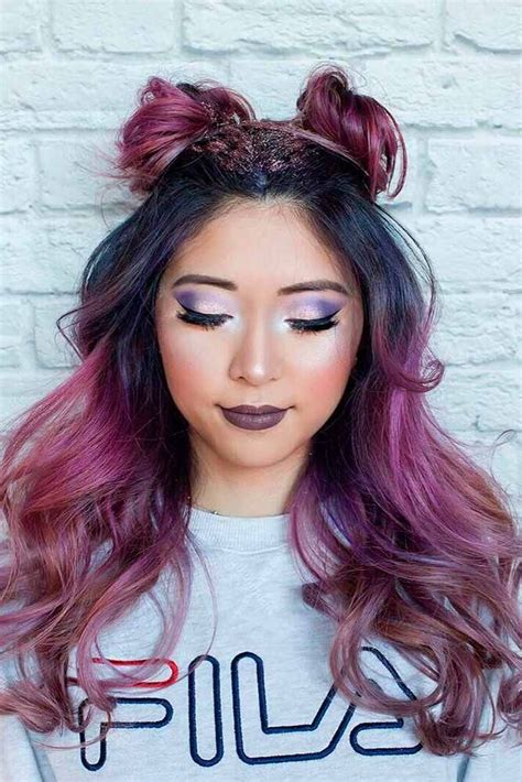 Fold the rest of the hair in sections to form the bun. 24 Super Cool Party Looks With Hair Buns | Bun hairstyles ...