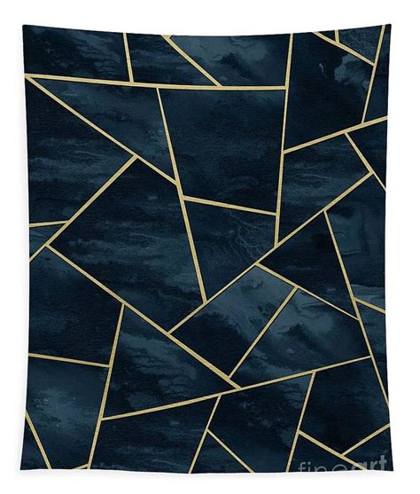 The beauty of geometric wallpaper is that it looks undeniably contemporary whilst also having that fun retro vibe. Dark Midnight Navy Blue Gold Geometric Glam #1 #geo #decor ...