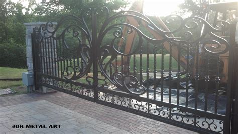 Fitting wrought iron arched gates into existing brick archways requires a little bit of positioning to allow the gate to open fully. Custom Driveway Gates - JDR Metal Art - Iron Steel ...