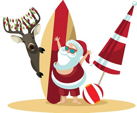 Santa Surf Illustrations Royalty Free Vector Graphics