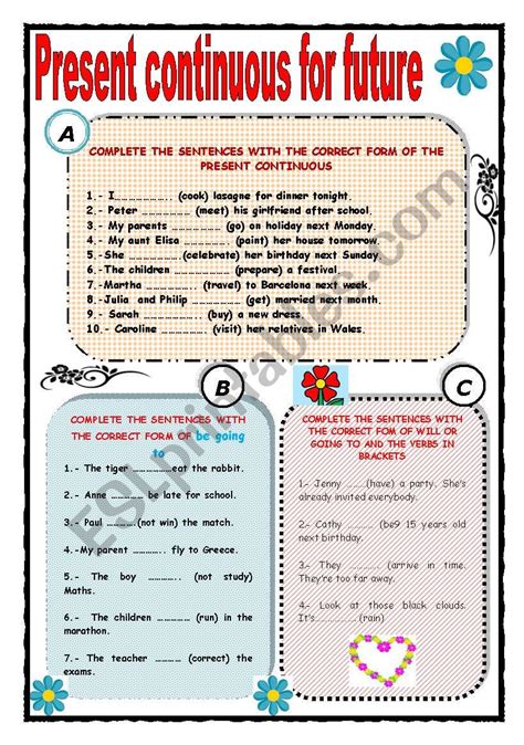 Present Continuous For Future Worksheet English Lessons For Kids