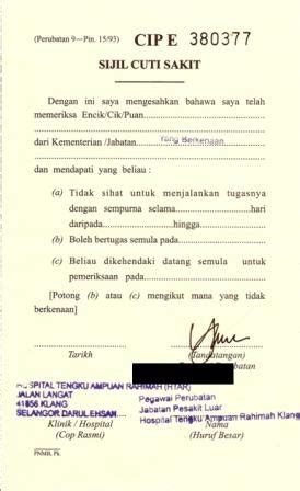 Contoh surat cuti karyawan untuk alasan tertentu. Surat Rasmi Mc Sakit - Surasmi Q